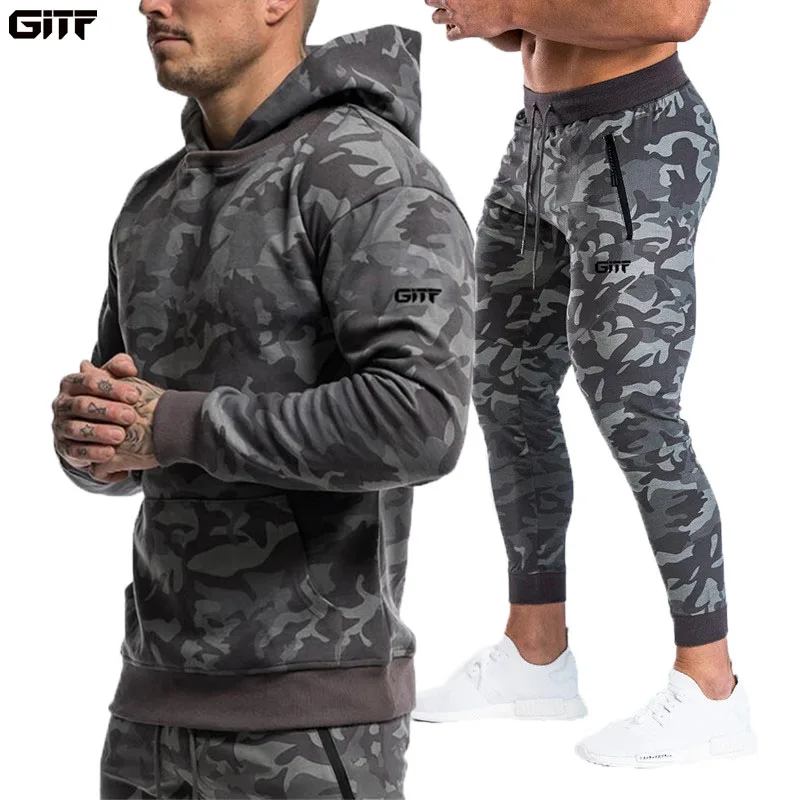 Мужской спортивный костюм GITF Камуфляжный для бега фитнеса и тренировок|Наборы