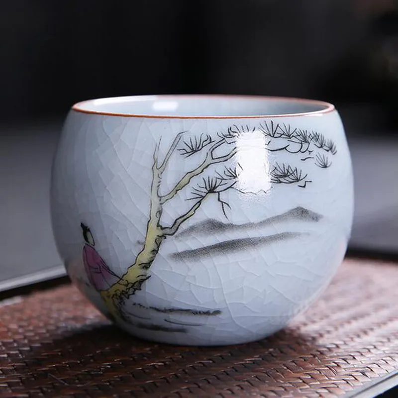 

2pcs/set Ceramic Handmade Crafts Tea Cup Chinese Style Kungfu Tea Cup Teaware for Drinking Tea Kitchen Living Room Drinkware