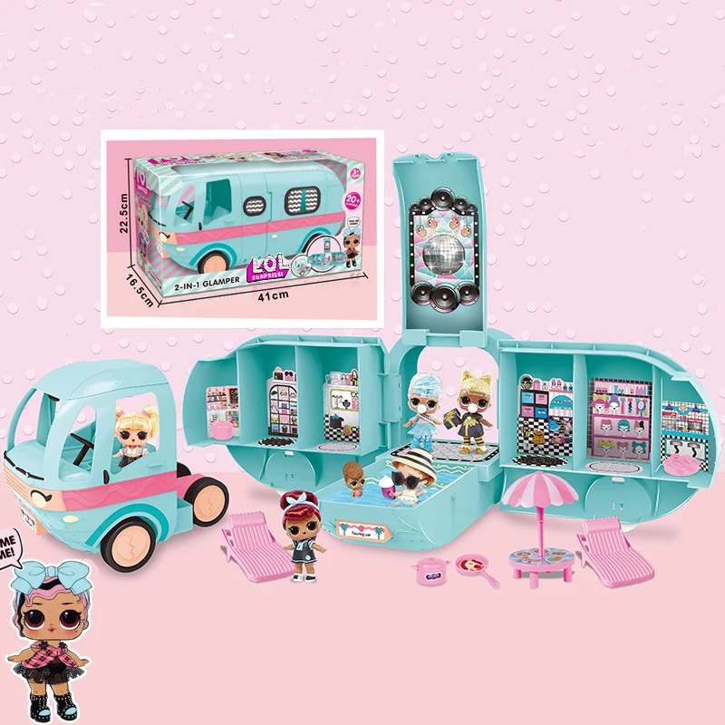 

L.O.L. Dolls Surprise Glamper 2-in-1 Toy bus detachable doll lol house anime figures model girl's birthday gift