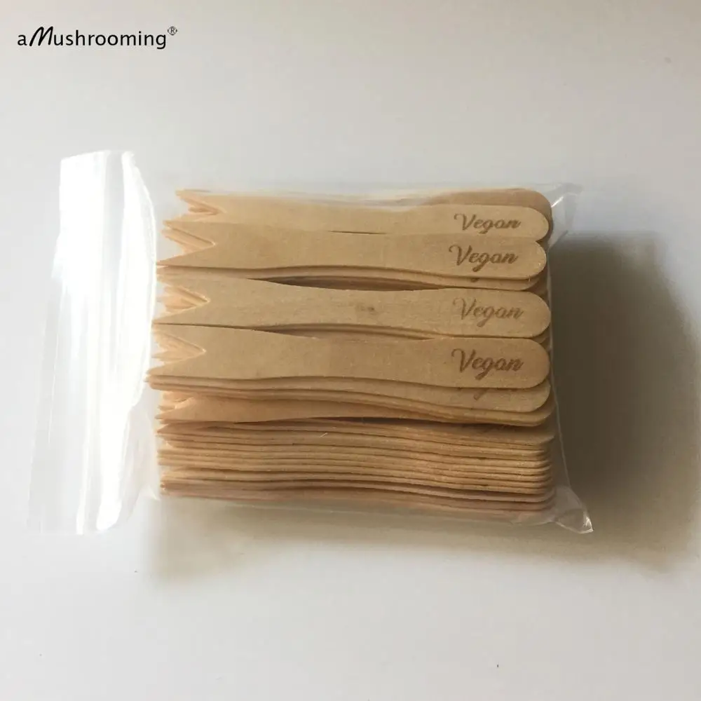 

Vintage Cheese Markers Set for Parties and Dinners 100pcs Custom Engraved Natural Wood Cake Fruit Mini Forks Rustic Tableware