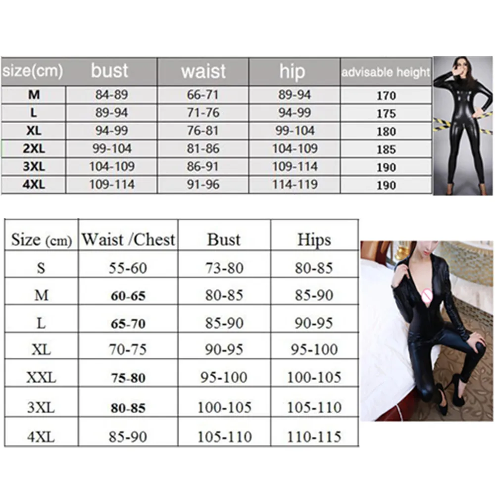 

Sexy Wetlook Dessous Frauen Latex Catsuit Faux Leder Front Zipper Gabelung Bodysuit Nacht Club Party Overalls Overall