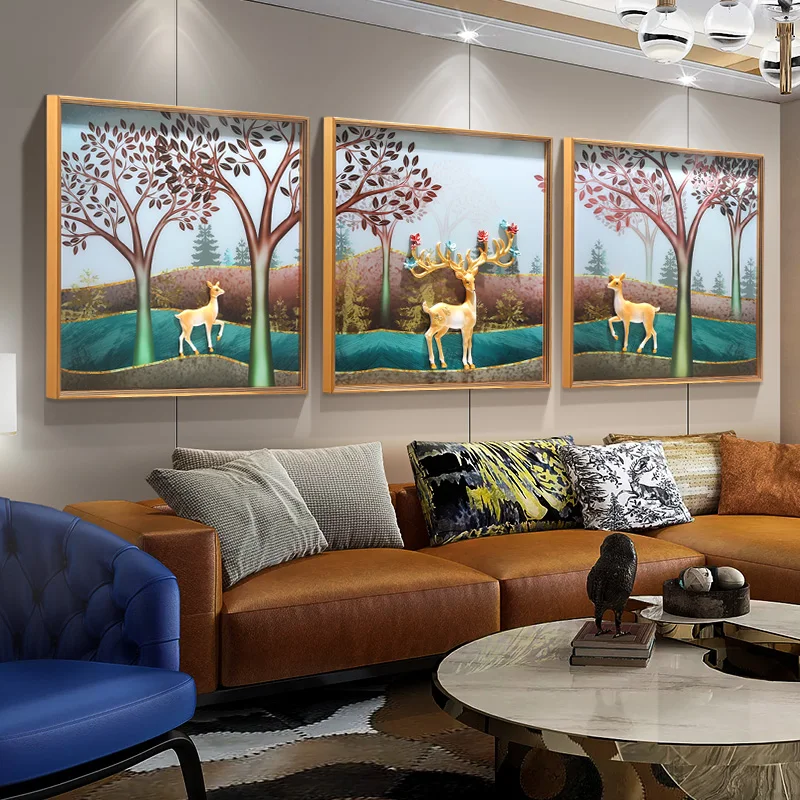 Фортуна олень украшение для гостиной картина 3D Трехмерная рельефная роспись