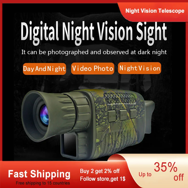 

HD Digital Infrared Night Vision Device Telescope Camera For Outdoor Day and Night Dual-use 5x Zoom Monocular Binoculars New