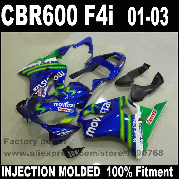 Комплект обтекателей для HONDA CBR 600 F4i комплект 2001 2002 2003 blue movistar CBR600 01 02 03 CZ24|Полные