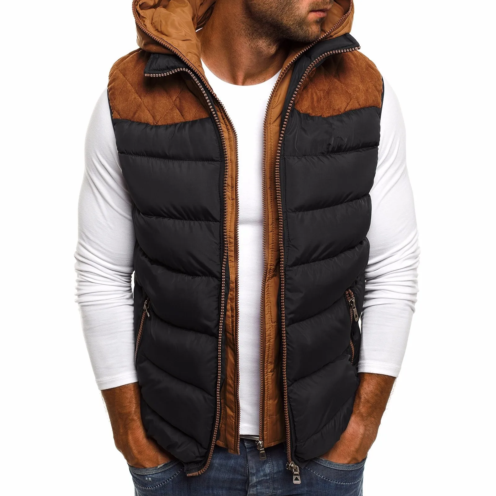 

ZOGAA Men's Fall Winter Wear vests Fashion Hooded Mens jacket Men Outwear Parkas Plus size S-5XL men vest hooded coats