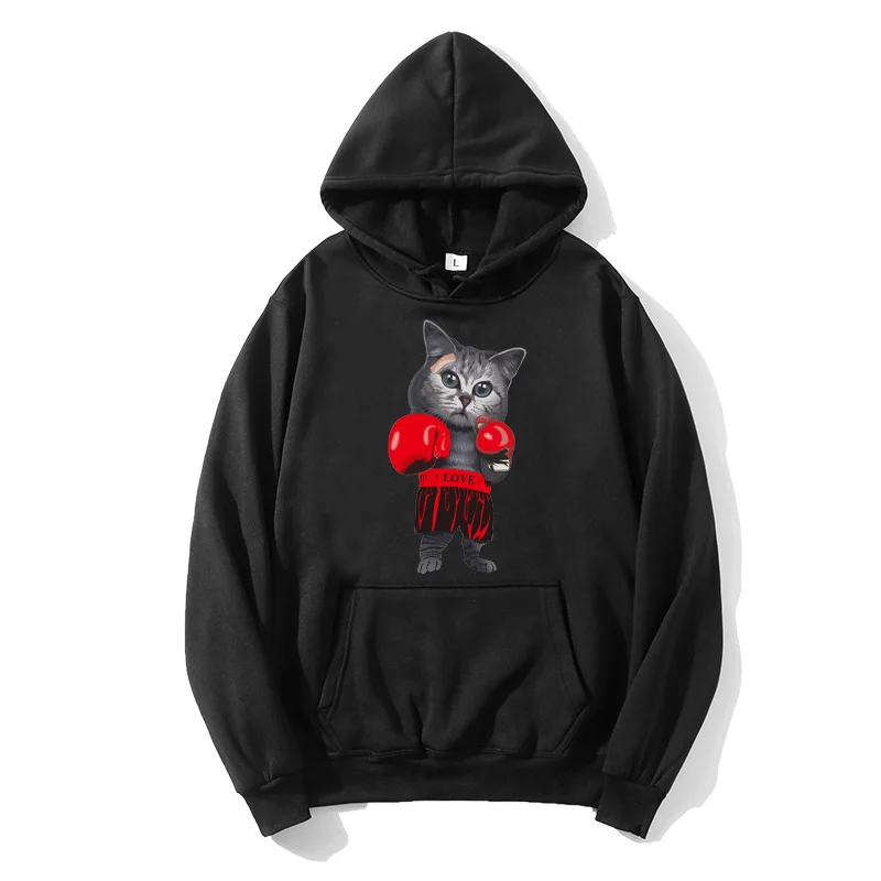 

Men's And Women's Sports Hoodie 2021Boxing Cat Harajuku Anime Spring And Fall Fashion Pullover Japanese Anime Street Casual Wear