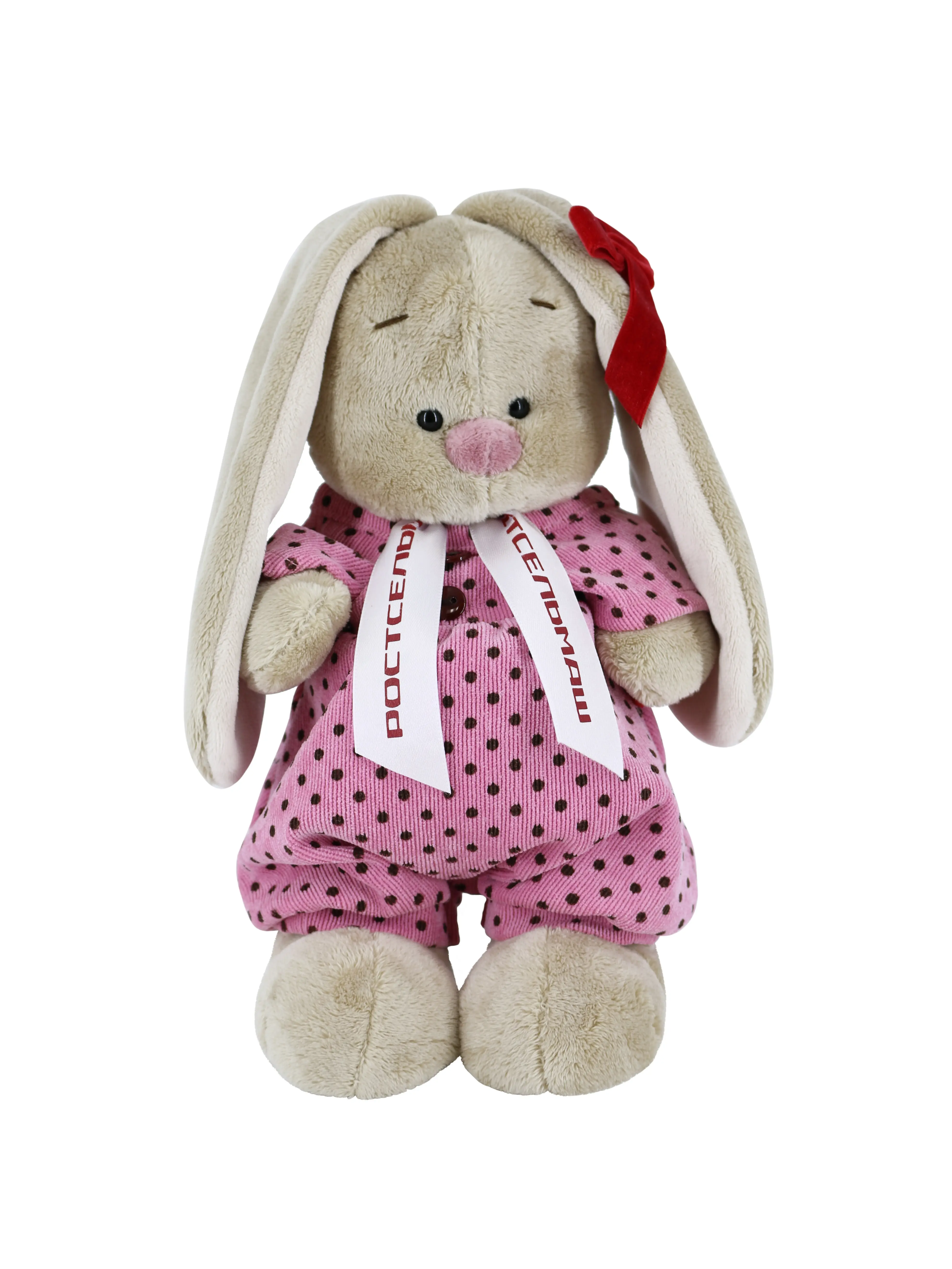 ROSTSELMASH Мягкая игрушка Зайка Ми в вельветовом комбинезоне с лентой Ростсельмаш |