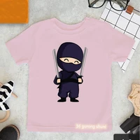2022 hot sale ninja girl cartoon print pink t shirt girlsboys kids clothes harajuku kawaii childrens clothing summer tops tee