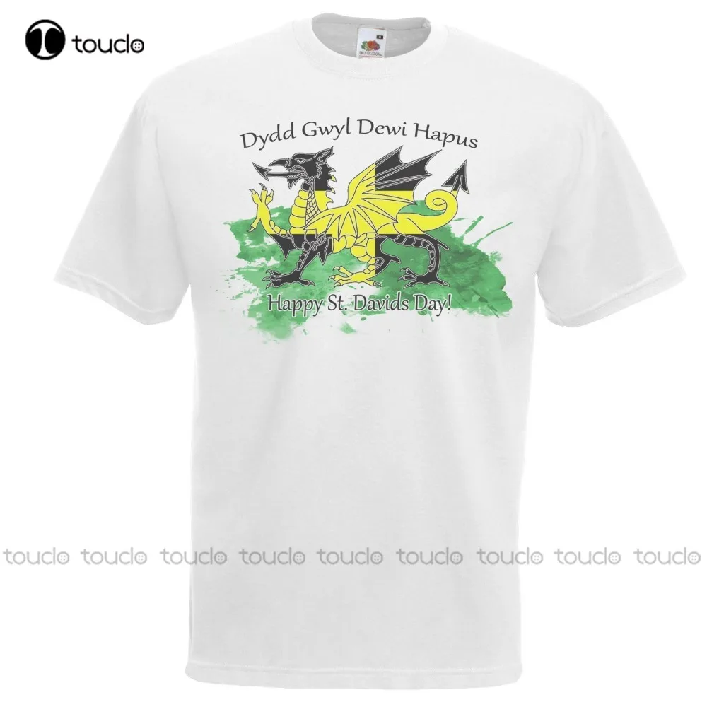 

Модная популярная мужская белая футболка Cymru с флагом ко Дню Святого дейвида, футболка с валлийским драконом Y Ddraig Goch на заказ Aldult для подрос...