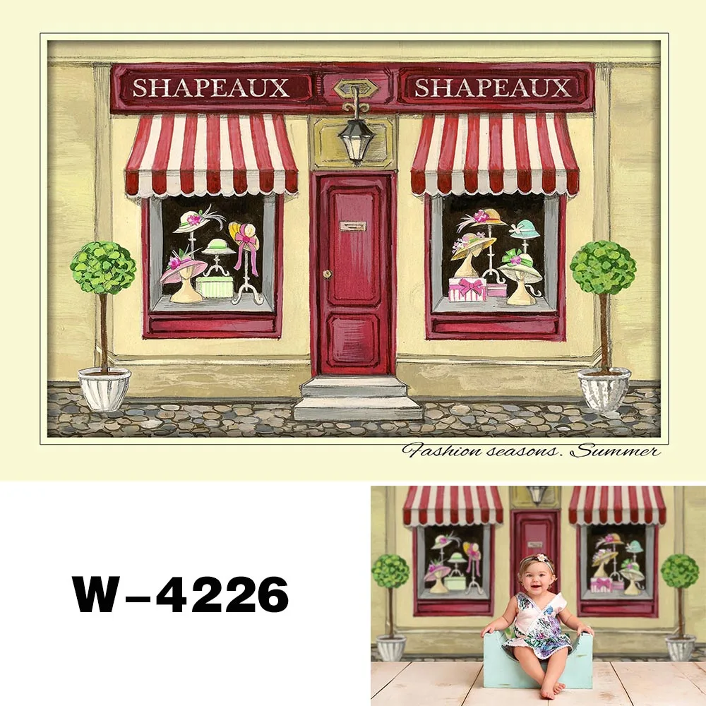 

HUAYI Photography Backdrop Newborns Baby Birthday Photo Background Watercolor Painted Dessert Shop Store Studio Photocalls