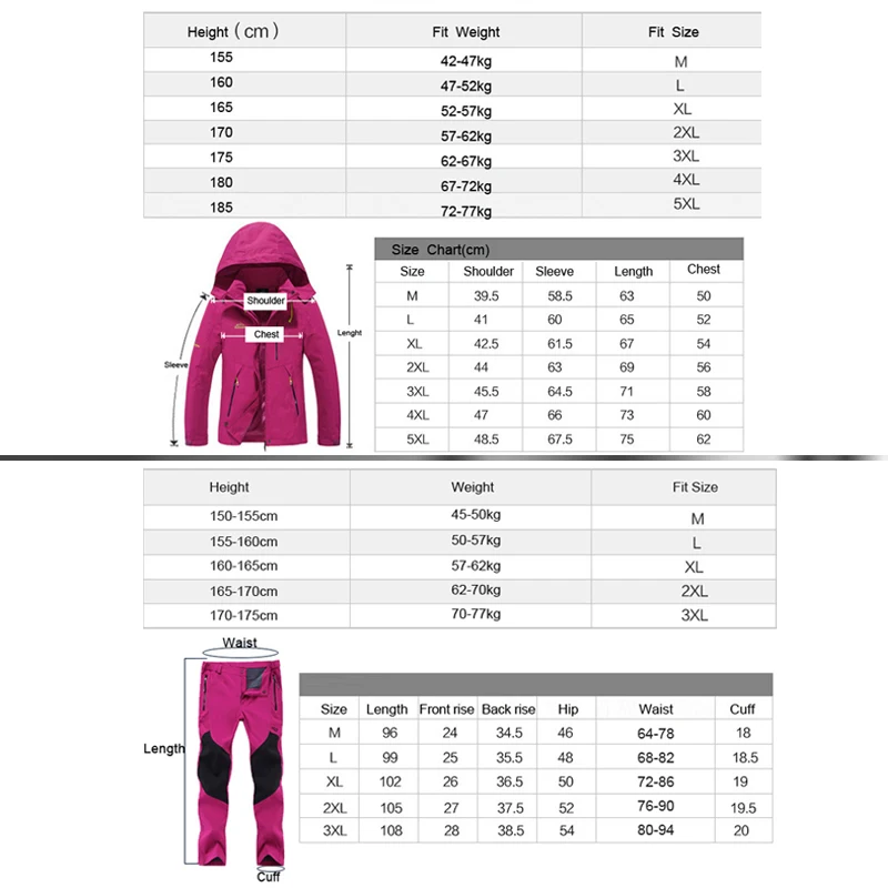 

TRVLWEGO Women Outdoor Summer Climbing Trekking Camping Hiking Fishing Hoodie Jackets + Waterproof Mountaineering Trousers Sets