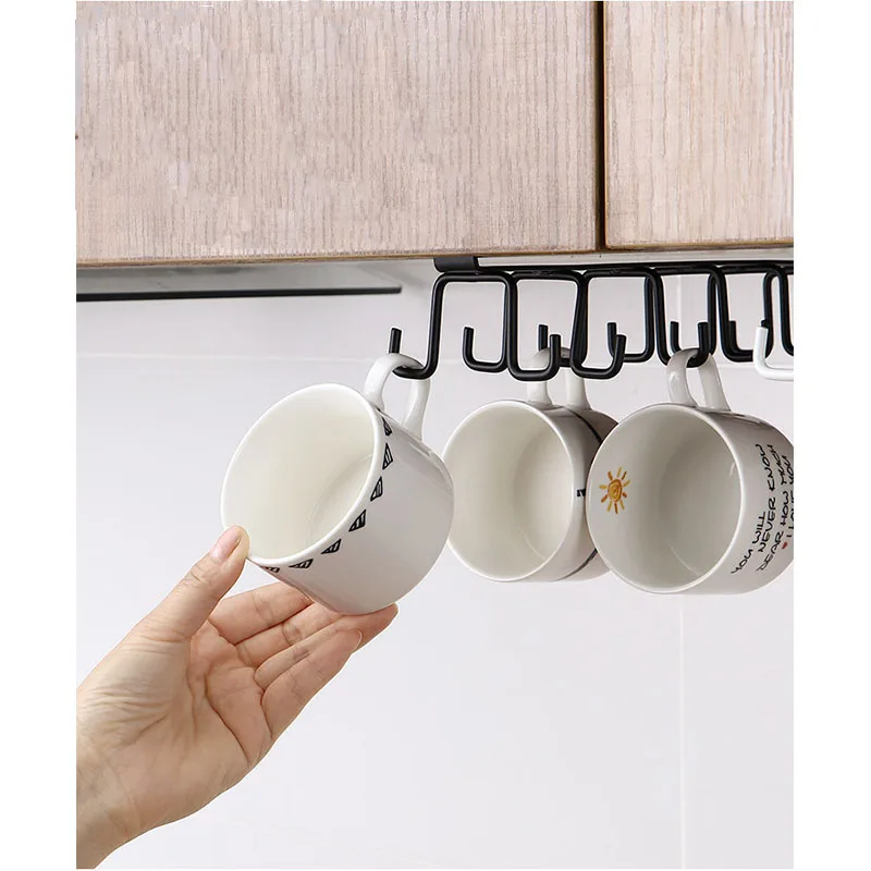 

Punch-free Wall Cabinet Hooks Kitchenware Spatula Storage Iron Double Rows Hooks Kitchen Hanging Rack Home Organization Storage