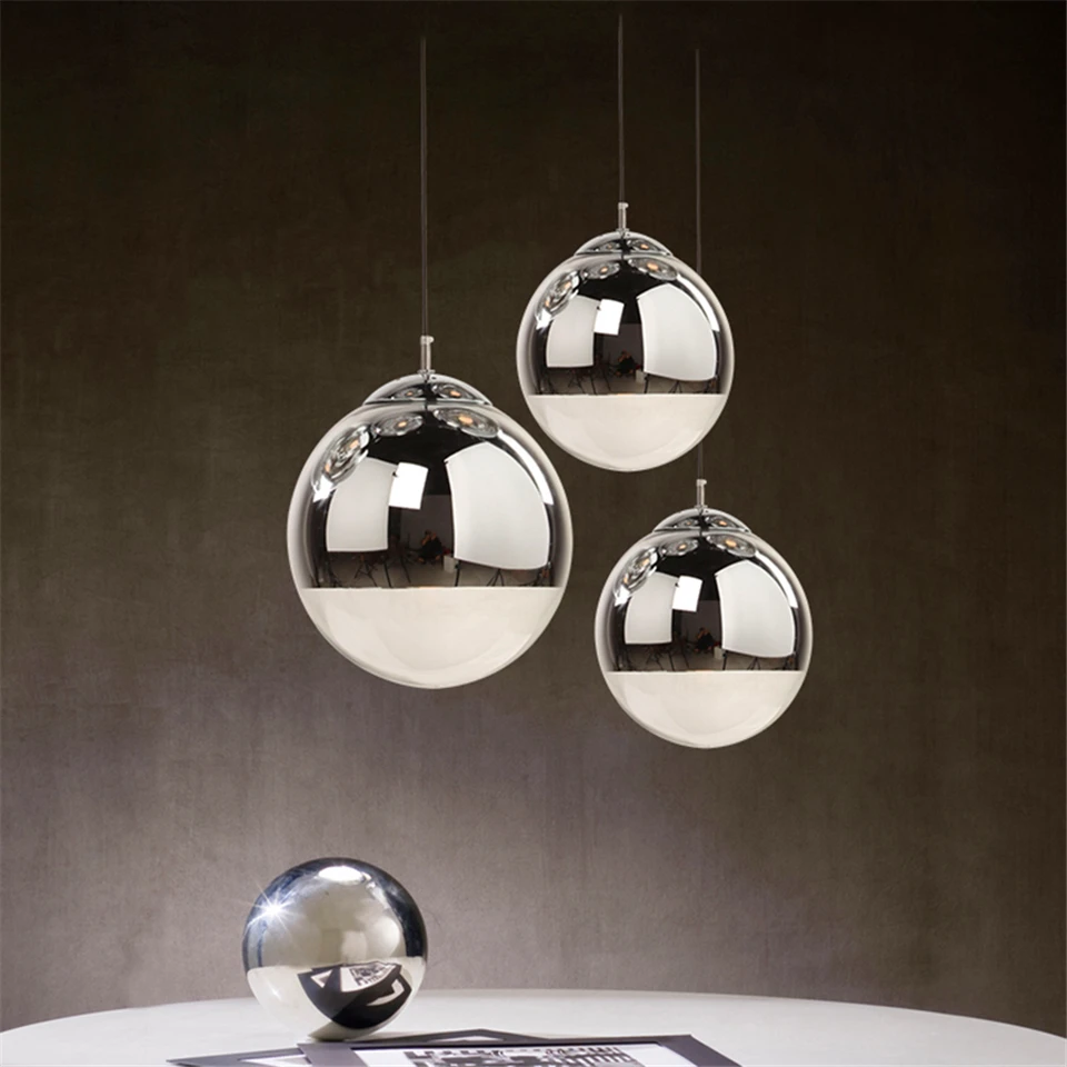 Modern Glass ball Pendant Lights Mirror Shade Globe Ball Round LED Lamp LOFT Luminaire Bedroom Home decor Hanging Light | Лампы и