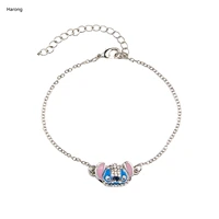 dcarzz stitch bracelet anime stitch charm bracelet trendy jewelry stainless steel crystal enamel crystal pendant girls gift