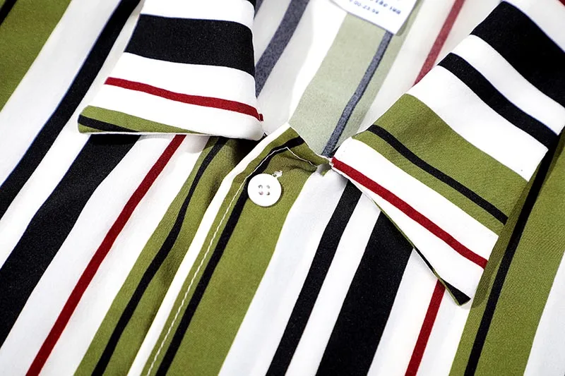 

High Street Striped Color Match Short Sleeve Mens Shirt Oversize Summer Harajuku Retro Hawaiian Shirts Loose Hip Hop Casual Tops