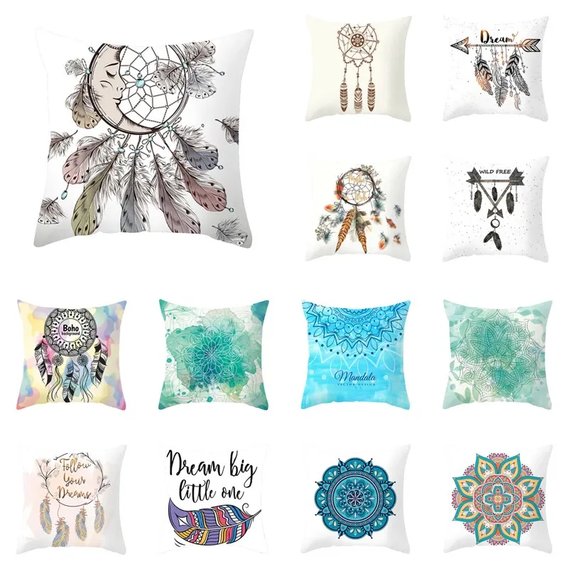 

1Pc Dreamcatcher Cushion Cover 45x45cm Mandala Pattern Polyester Throw Pillow Case Cushion Covers For Sofa/Home Decor Pillowcase