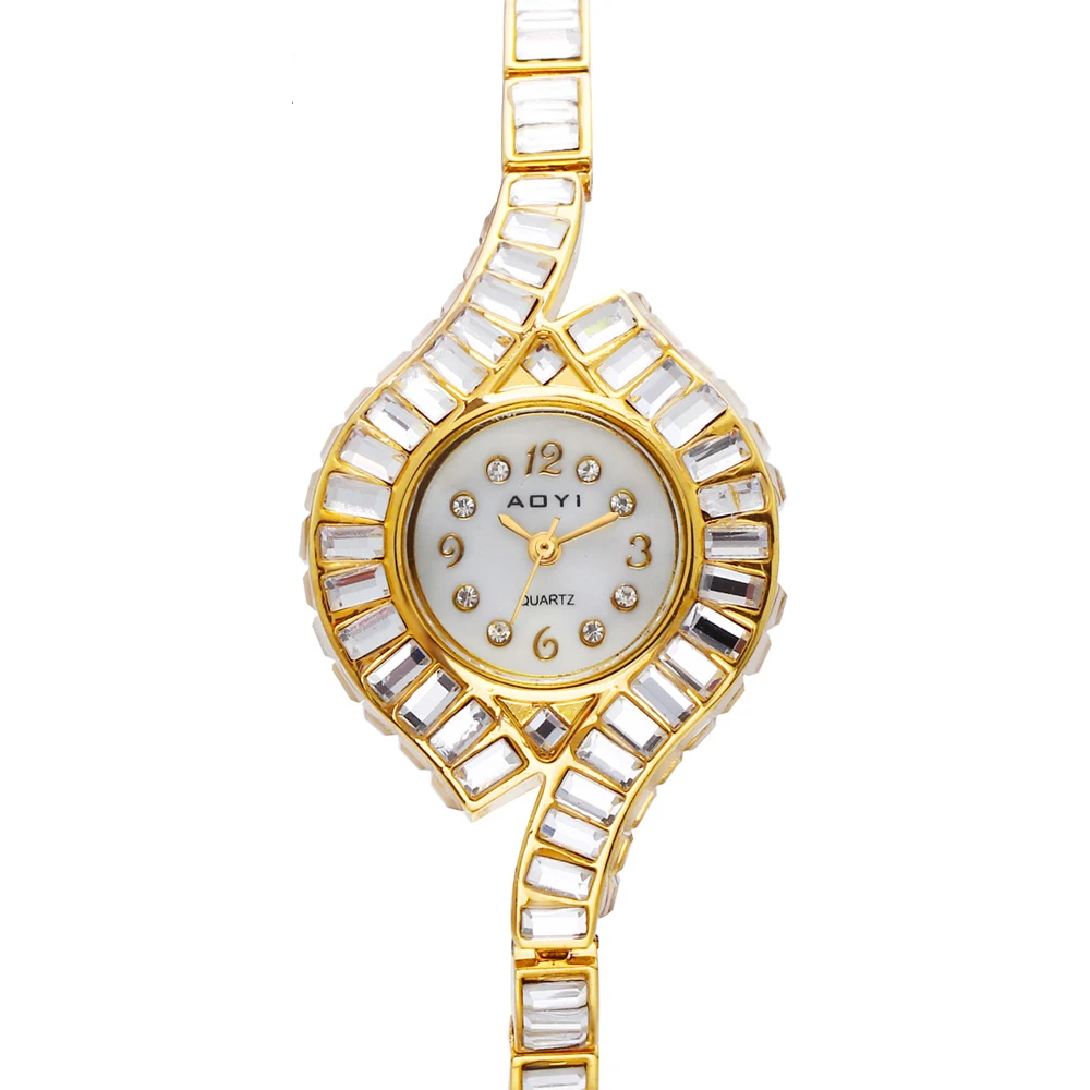 

50% OFF Crystal Watch for women White and Gold Color Trendy Oval Shape Stones Watches