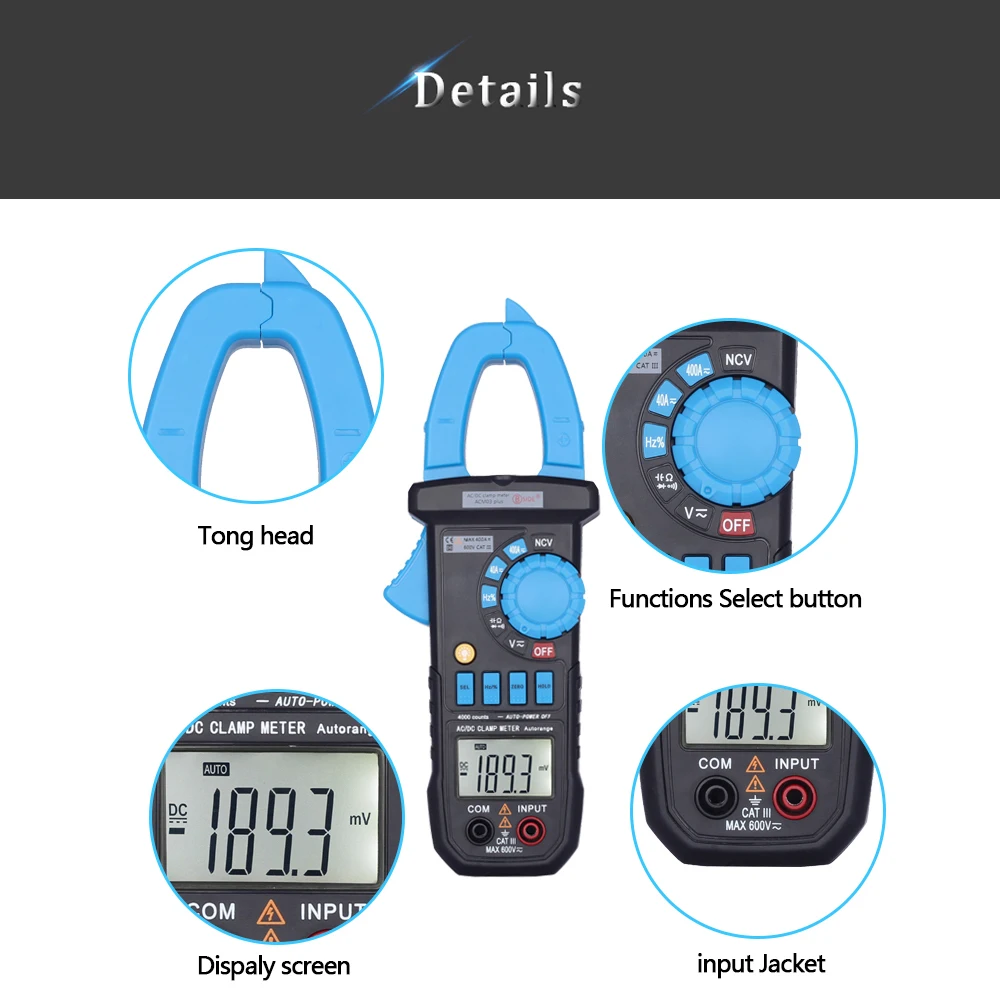 BSIDE ACM03 PLUS цифровой мультиметр 400A AC/DC токометр измеритель емкости частота тестер