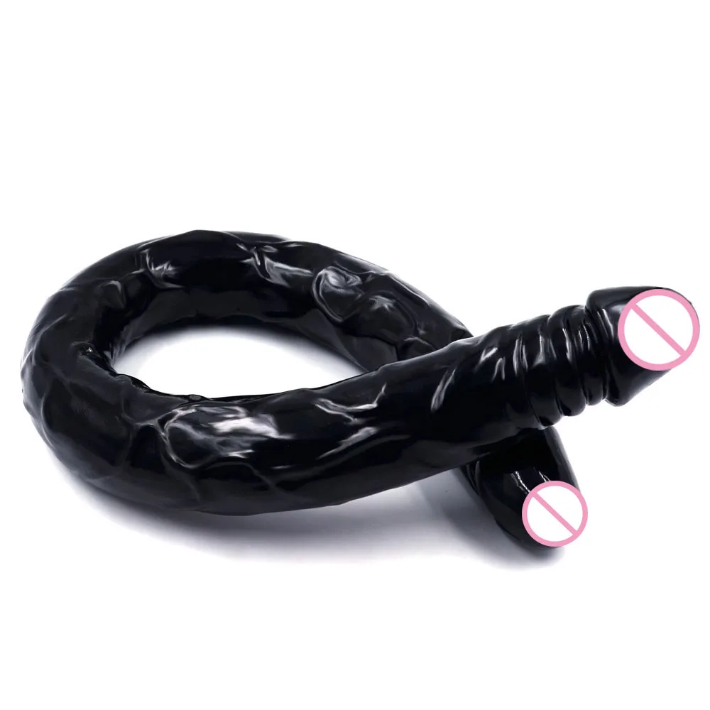 Двойной гибкий гелевый фаллоимитатор U-образной формы большой реалистичный