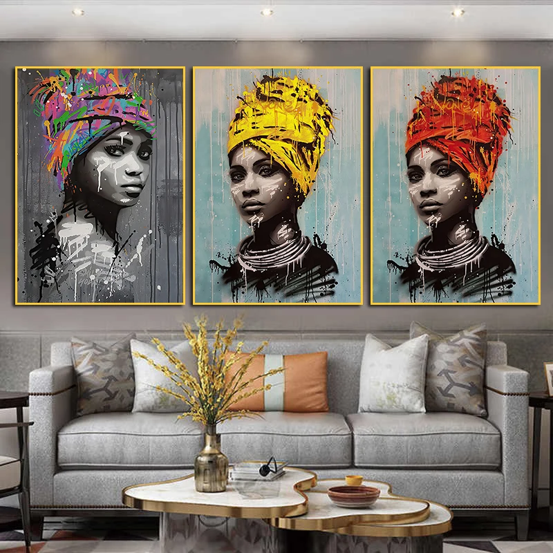 

Абстрактная индийская женщина в хиджабе портрет картина маслом граффити холст картина плакат настенное искусство Куадрос гостиная домашн...