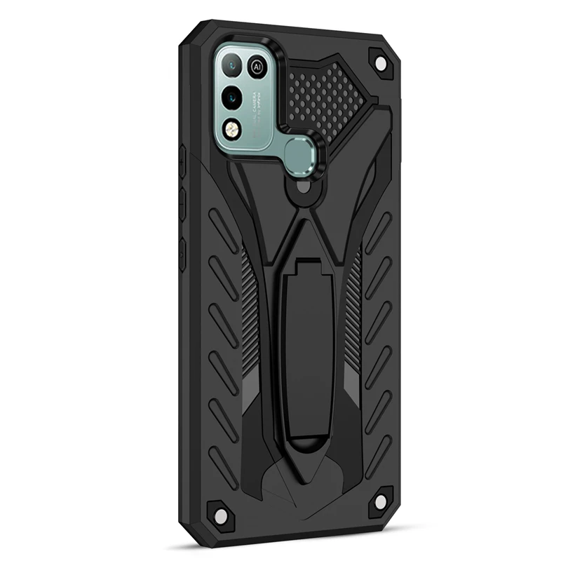 anti knock armor shockproof phone case for infinix hot 10 9 play 10s nfc 10 lite smart 5 kickstand holder protective back cover free global shipping