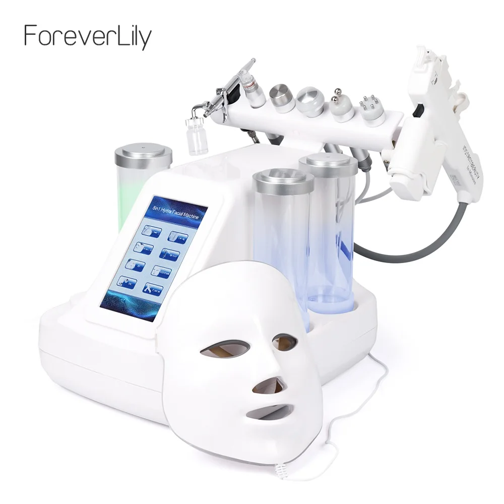 8 In 1 Hydra Dermabrasion Machine RF Ultrasonic Facial Water Jet Diamond Peeling Microdermabrasion Skin Brighten Tighten Device