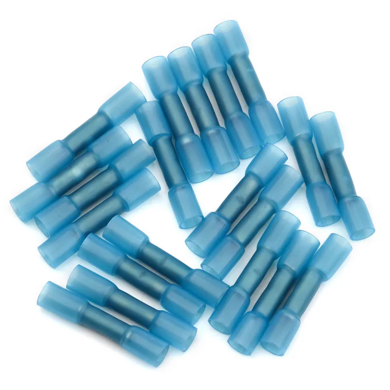 

20/30/50Pcs Heat Shrink Butt Wire Connectors AWG 16-14 1.5-2.5mm2 Blue Waterproof Insulated Automobile Wire Cable Terminals