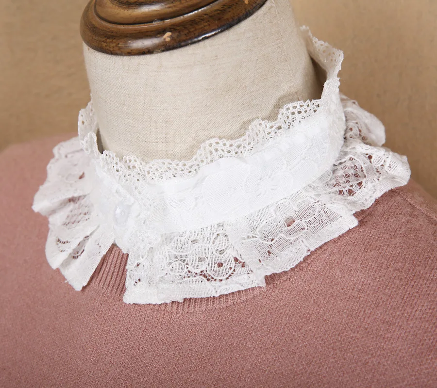 Linbaiway женские рубашки Съемная воротники для женщин размера плюс кружево стенд