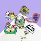 Броши с изображением космонавта, инопланетянина, робота, Красного чемодана, зонтика, эмалированный значок, не останавливает меня, нагрудные значки, ювелирные изделия