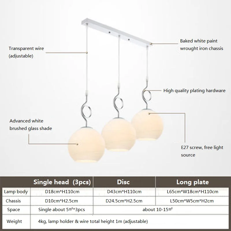 MLZAOSN подвесной стеклянный светильник для ресторанов одиночный с тремя головками