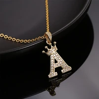 new design 26 letters a z crown alphabet pendant chain necklace punk hip hop style fashion women men initial name jewelry gifts