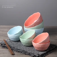46inch color embossed porcelain dinner small bowl red blue green cute ice cream bowl rice bowl ceramic kids bowl for sauce