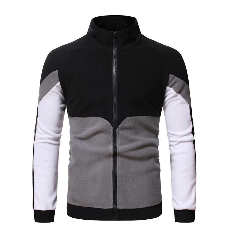 

Sweatshirt Men Long Sleeve Casual Sports Zipper Coat Streetwear Autumn Winter Male Spliced Stand Collar Hoodies Jacket