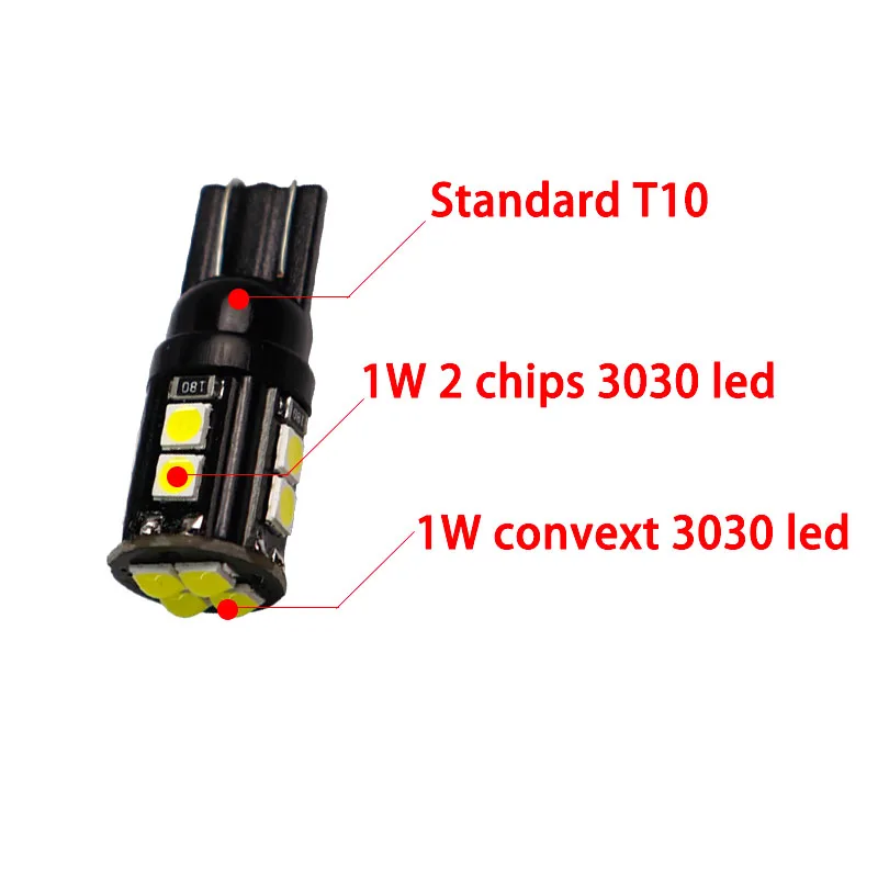 10/100 шт. T10 led 1W 12 W smd 3030 светодиодный convext &amp плоский кабель 1 Вт светодиодных чипов