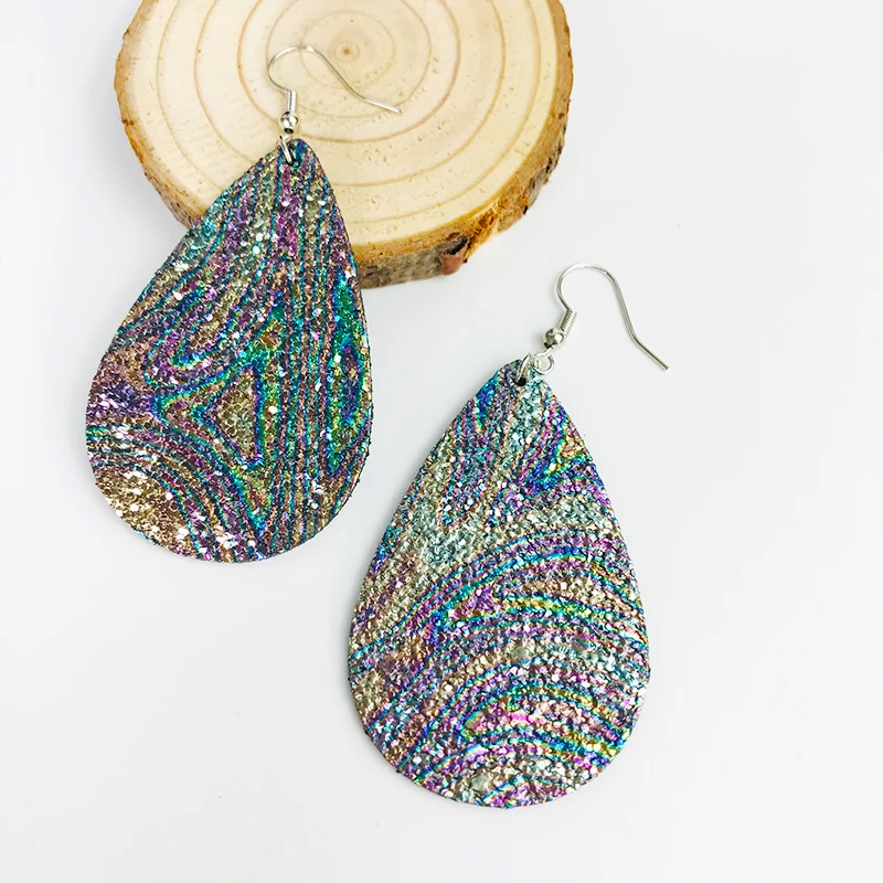 Креативные серьги Cpop из искусственной кожи с принтом Шаньтоу винтажные