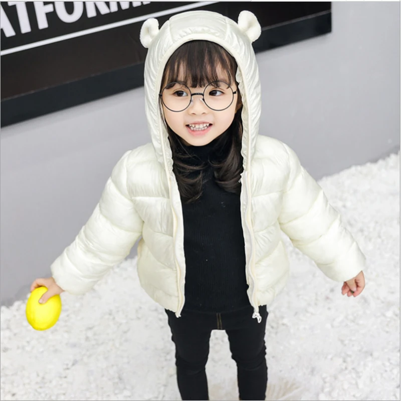 Детское пуховое пальто модное однотонное унисекс с капюшоном для младенцев зимы