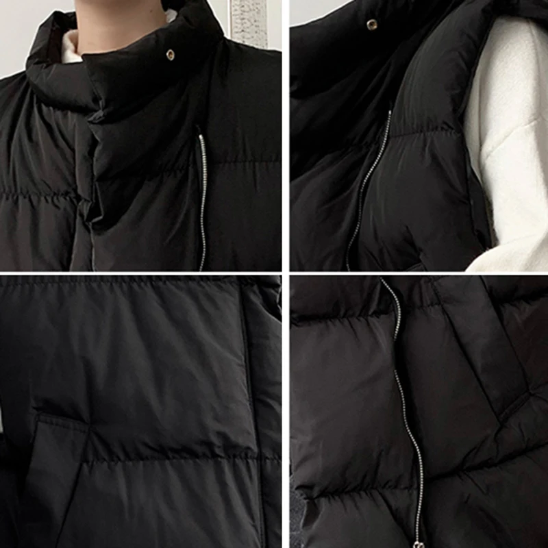 

Sleeveless Parkas Men Zipper Couple BF Harajuku Thickening Winter All-match Outwear Loose Coat Student Trendy Male Waistcoat Ins