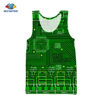 electronic chip hip hop tank top men 3d print computer cpu core heart circuit hacker vest bodybuilding undershirt techwear tops