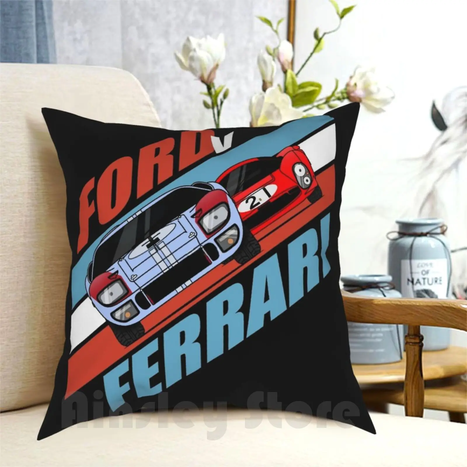 Чехол-Подушка Vs с принтом для дома мягкая декоративная подушка Le Mans 24H Gt Gt40 1966