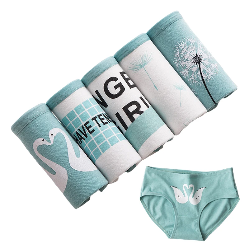5 pcs green e 5 шт./лот, трусики, женское нижнее белье, хлопковые трусы, бесшовные, Calcinhas, с принтом, трусы для девочек, удобные, сексуальные, нижнее белье - Цвет: 5 pcs green e