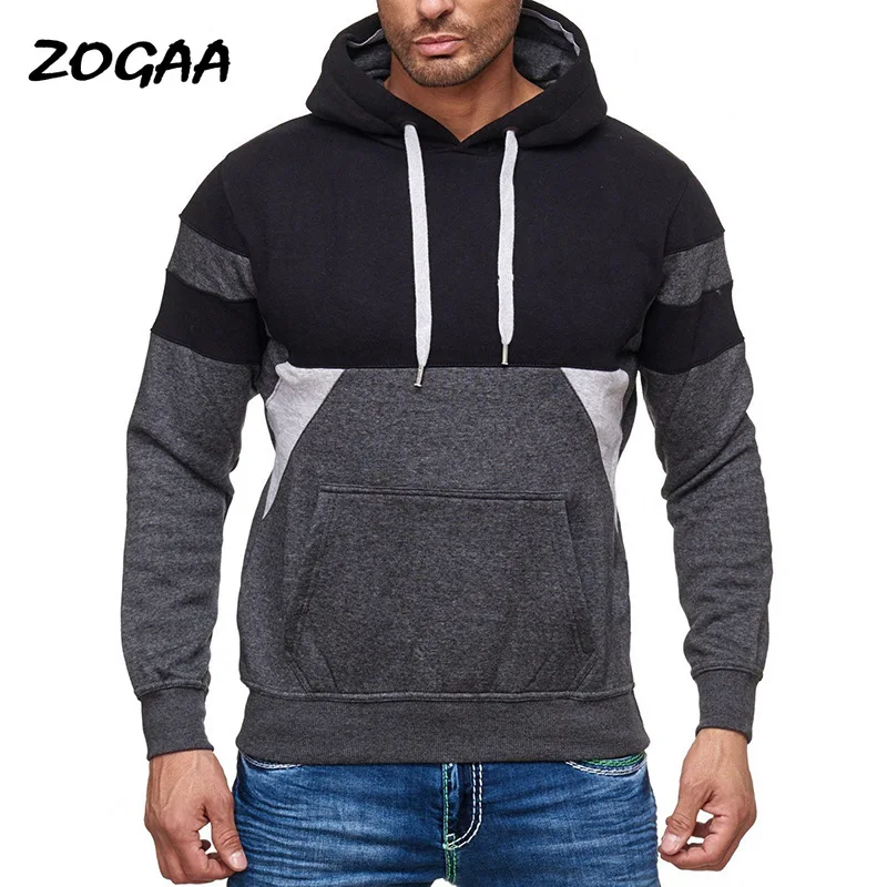 

ZOGAA Hoodies Men Fall New Men's Casual Color Matching Hooded Loose Sweater All-match Patchwork Lounge Wear Sweatshirts Trendy