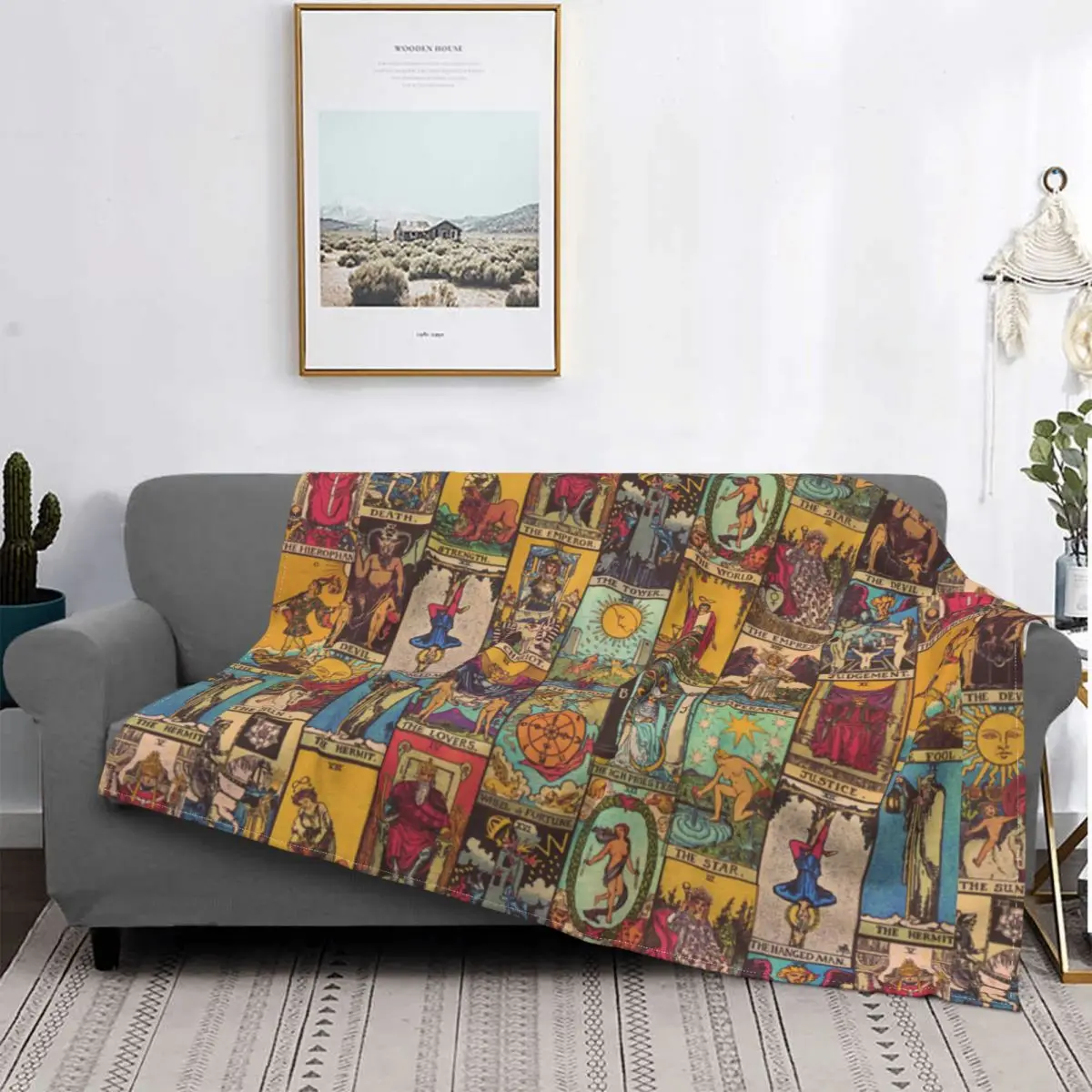 

Винтажное лоскутное одеяло The основных Аркана Таро для кровати, мягкое покрывало из микрофлиса, подарки для детей