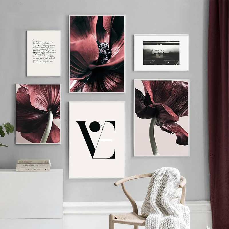 

Nordic Flower Plant Leaf Motivate Quotes Posters Prints Canvas Painting Modern Wall Art Pictures Living Room Home Decor