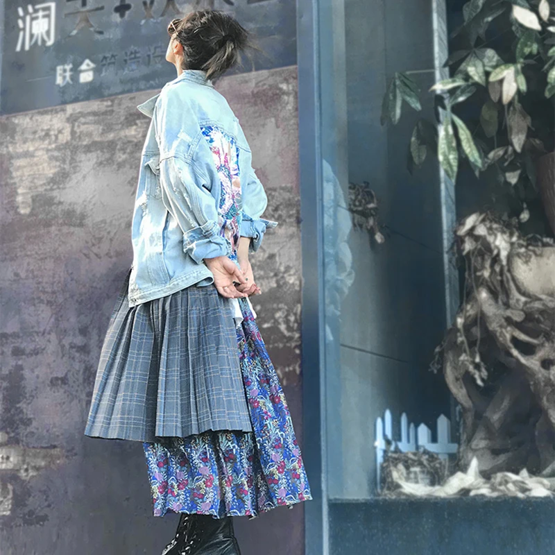 2021 Boho Женская джинсовая куртка для девочек повседневная одежда с длинным рукавом