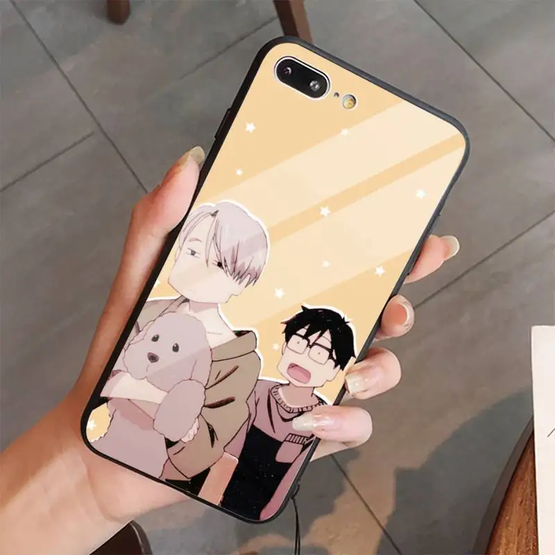 

Japan anime Yuri on ice Phone Case Tempered glass For iphone 5C 6 6S 7 8 plus X XS XR 11 PRO MAX