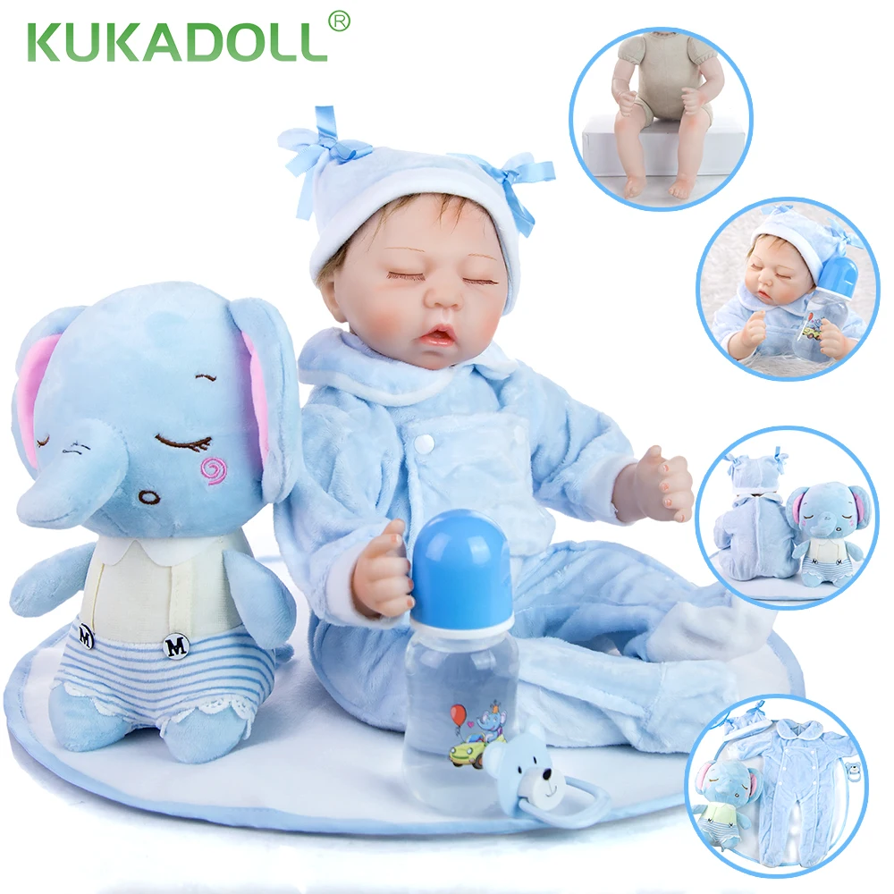 

KUKADOLL 17 Inch 42CM Reborn Babies Doll Cloth Body So Truly Like Sleeping Boy Doll Wholesale Kid Birthday Gift Bedtime Playtoys