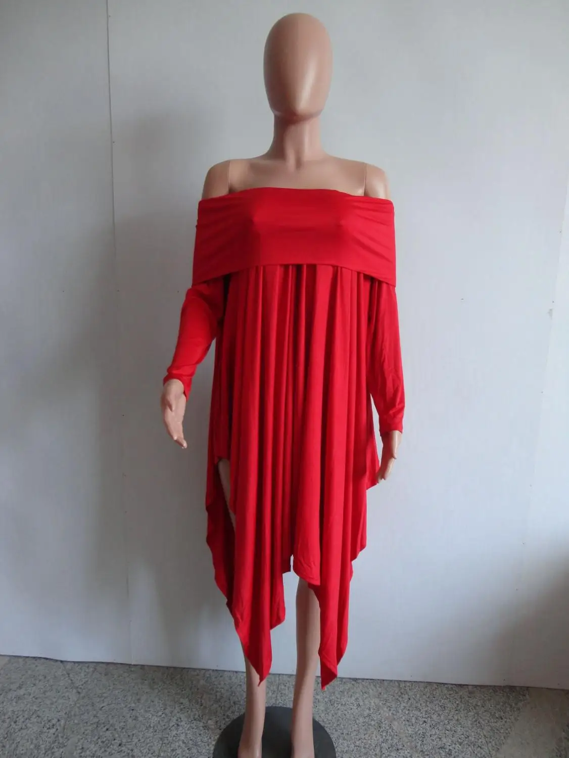 

Adogirl Elegant Solid Irregular Long Dress Women Casual Off The Shoulder Long Sleeve Spring 2020 Women Dress Vestidos Robe Femme