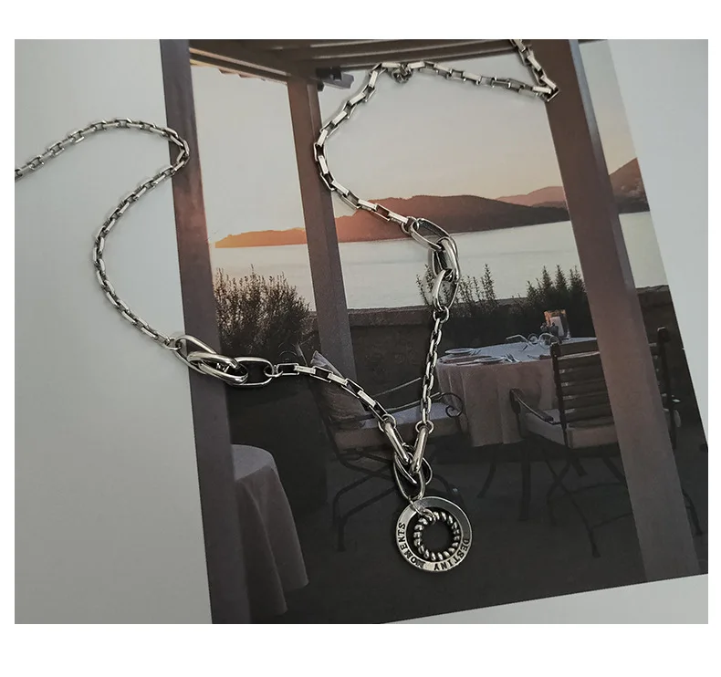 

Timeless Wonder 925 Sterling Retro Geo Circle Chains Necklace Women Jewelry Gothic Letter Top Punk Designer Kpop Initial 4322