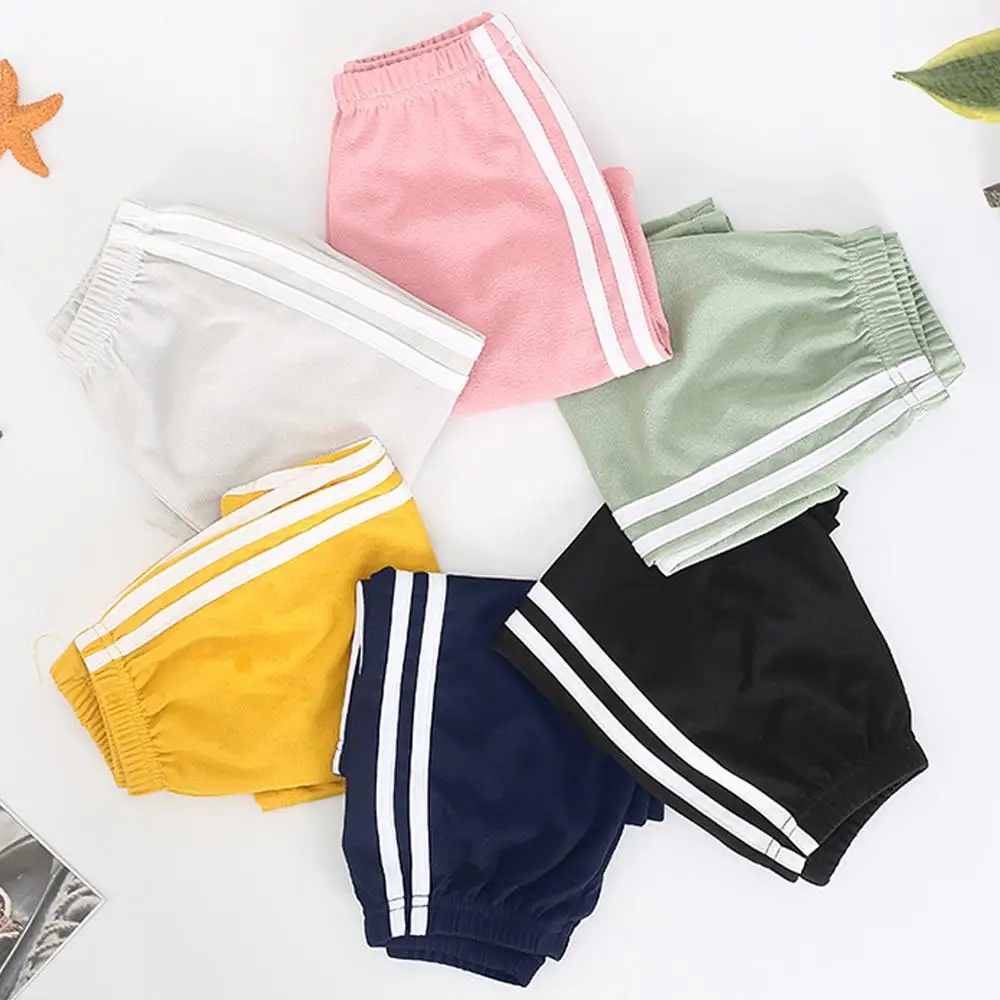 

Side Striped Pants Boy Girls Candy Color Shorts Casual Sports Trousers