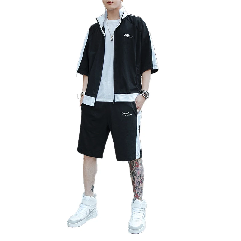 

Men Short Sets 2021 Summer Trend Print T-Shirt+Shorts 2 Pieces Sports Suit Jogging Male Casual Clothes Sportswear Big Size M-5XL